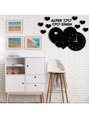 Planet Store Ahşap Kalpli Motif Duvar Saati Model 4