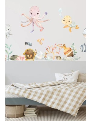 Duende Sticker -Sevimli Mavi Yolculuk Dekoratif Çocuk Odası Duvar Stickerı