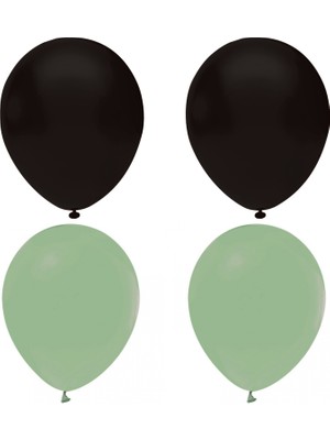 Hknys Siyah -Kuf Yeşili  Pastel Lateks Balon Helyum Uyumlu-15 Adet