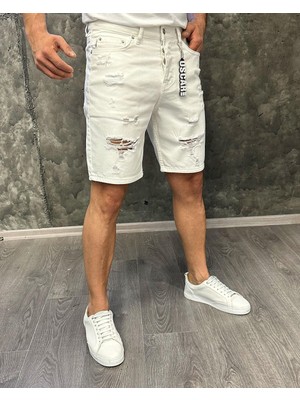 Oliggopol Erkek Likralı Slim Fit Kot Kapri Şort