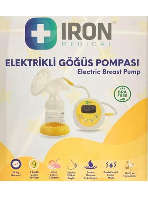 Iron - Göğüs Süt Pompası Elektrikli Kapaklı