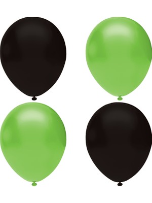 Hknys Siyah - Açık Yeşil  Pastel Lateks Balon -100 Adet  Balon Zinciri ve Balon Bandı