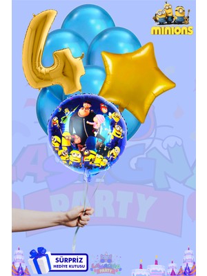 Lasagna Store Minions Temalı Lüx Gold Folyo Balon Seti