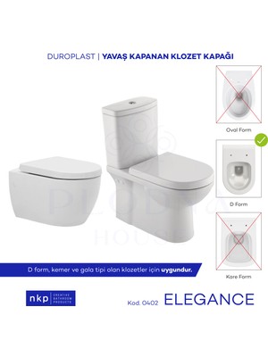 Plodna House Elegance D-Form Duroplast Yavaş Kapanan Klozet Kapağı