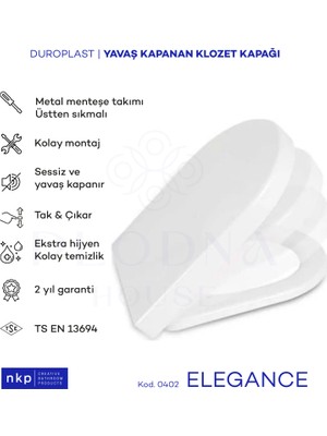 Plodna House Elegance D-Form Duroplast Yavaş Kapanan Klozet Kapağı