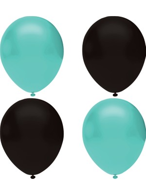 Hknys Siyah -Su Yeşili   Pastel Lateks Balon -50 Adet  Balon Zinciri ve Pompası Hediye