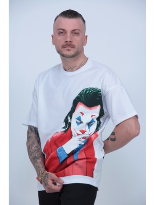 Unisex Joker Baskılı Oversize Bol Ön Arka Baskılı Tişört