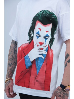 Unisex Joker Baskılı Oversize Bol Ön Arka Baskılı Tişört