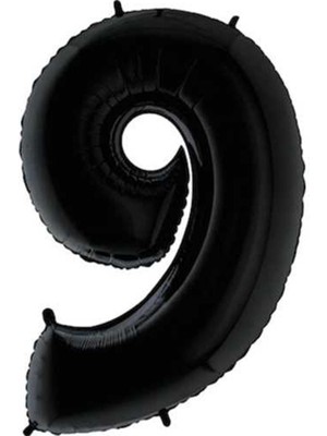 Parti Adresi Rakam Folyo Balon 9 Rakamı Siyah 100 cm 40 Inc