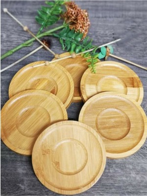 6 Adet Bambu Çay Tabağı Altlığı Yuvarlak - Fincan Altlığı