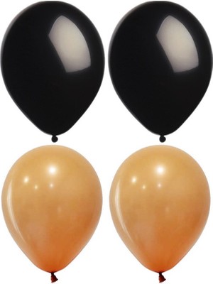 Hknys Siyah Karamel  Pastel Lateks Balon Helyum UYUMLU-100 Adet- Balon Zıncırı Hediyeli