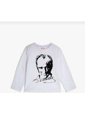 Fires Giyim Pamuk Mustafa Kemal Atatürk Baskılı Uzun Kol Çocuk Badit-Shirt