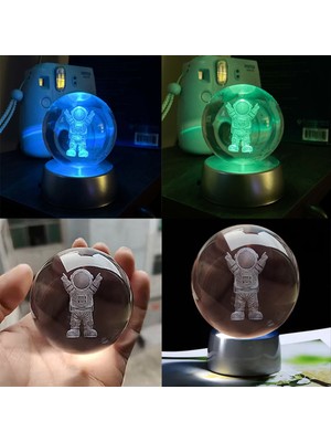 Alifa Toptan Pilli Işıklı Astronot Cam Küre