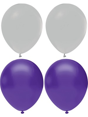 Hknys Gri Mor Karışık Lateks  Pastel Balon 10 Adet
