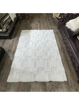 Dericibey Kiremit Desenli Krem Patchwork Peluş Halı 120 x 180 Cm