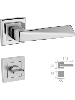 İstanbul Piramit Nikel Saten Kapı Kolu Kare Rozetli Wc (Tk)