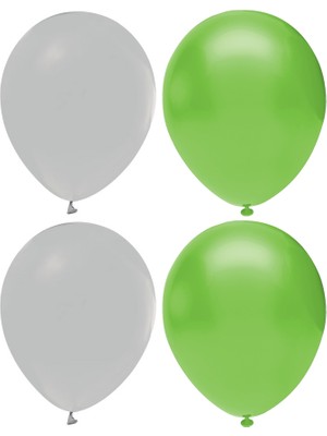 Hknys Gri ve Açık Yeşil  Renk Karışık Lateks  Pastel BALON100 Adet + Balon Zinciri+Balon Pompası