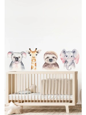 Kt Grup Oda Arkadaşlarım Muhteşem Sulu Boya Hayvanlar Çocuk Odası Duvar Sticker Seti