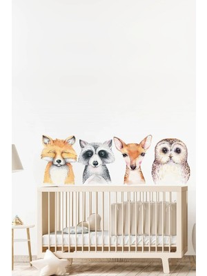 Kt Grup Oda Arkadaşlarım Muhteşem Sulu Boya Hayvanlar Çocuk Odası Duvar Sticker Seti