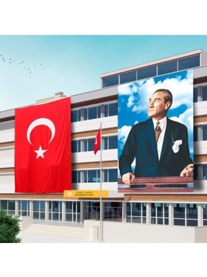 Alsepeteavm Atatürk Posteri ve Türk Bayrağı Raşel Kumaş 300X450