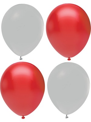Hknys Kırmızı  ve Gri Renk Karışık Lateks  Pastel Balon 40 Adet