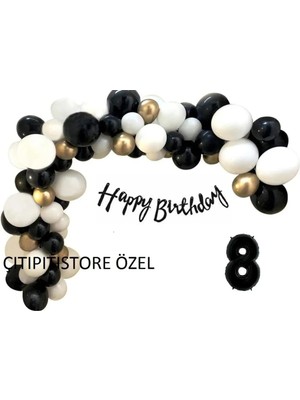 Çıtı Pıtı Store Siyah Beyaz Gold Balon Zincir Seti
