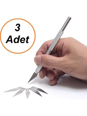 SRTfootcare 3 Adet Kretuar Bıçağı,  Paslanmaz Çelik Hassas Kesim Bıçağı + 5 Ad.yedek Bıçak