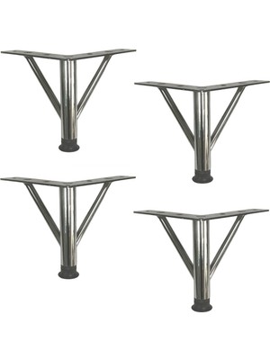 Eym 4 Adet Firkete Ayak Metal 15 cm Krom Mobilya Koltuk Ayağı