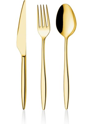 Dmr Life Yakut Gold 84 Parça 12 Kişilik Çatal Kaşık Bıçak Takımı Kutulu (Ürünün Markası Dmr Life')