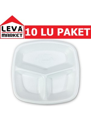 Leva Köpük Tabak 3 Bölmeli 10'lu