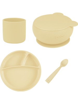 Oioi Mellow Yellow Dörtlü Set(Tabak+Bardak+Kaşık+Kapaklıkase)