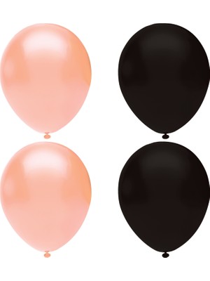 Hknys Siyah Pastel -Somon Makaron  Balon Helyum Uyumlu-10 Adet