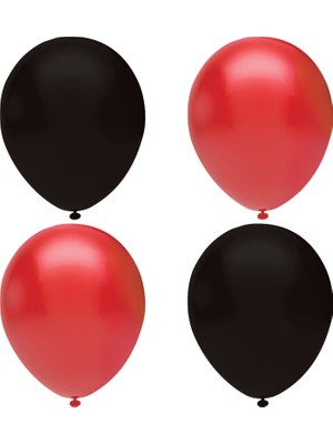 Hknys Siyah - Kırmızı   Pastel Lateks Balon Helyum UYUMLU-100 Adet