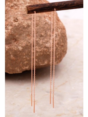 Sümer Telkari Rose Gümüş Zincir Küpe 6088