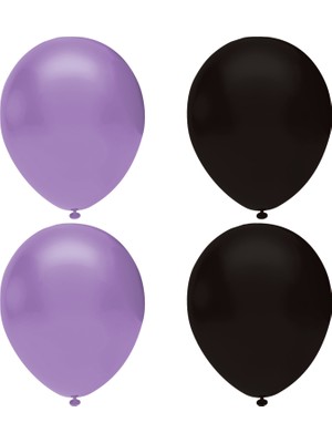 Hknys Siyah -Lila  Pastel Lateks Balon Helyum Uyumlu-50 Adet- Balon Zıncırı Hediyeli
