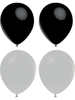 Hknys Siyah  Gri Pastel Lateks Balon Helyum Uyumlu-50 Adet- Balon Zıncırı Hediyeli