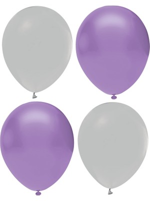 Hknys Lila Soft  ve Gri Renk Karışık Lateks  Pastel BALON100 Adet + Balon Zinciri Hediyeli
