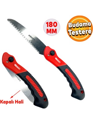 Badem10 Rodex Budama Testeresi 180 mm Çelik Düz Ağaç Dal Bağ El Testeresi Açılıp Kapanır