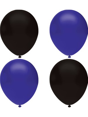 Hknys Siyah - Lacivert Pastel Lateks Balon Helyum UYUMLU-100 Adet- Balon Zıncırı Hediyeli