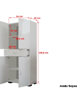 Modilayn 4 Kapak Tek Çekmeceli Çok Amaçlımutfak Dolabı