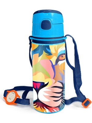 Coral High 600 ml Alüminyum Matara Renkli Aslan Desenli Çocuklar İçin Hafif ve Taşınabilir