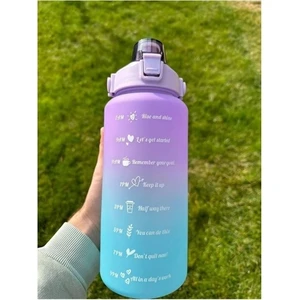 Newstore Home Motivasyonel Su Matarası Su Şişesi Suluk 2 Litre Tritan Spor Salonu Su Şişesi  Suluk Mormavi