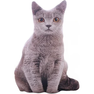 50 cm Simülasyon Kedi Yumuşak Dolması Gerçekçi Yastık - Kanepe Dekor Karikatür Peluş (Gri) (Yurt Dışından)