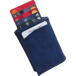 Hediyelik, Erkek Mavi Mekanizmalı Kartlık Suni Deri Cüzdan