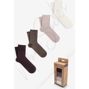 Mono Socks Kadın Zikzak Desenli Kutulu Kadın Soket Çorap