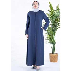 Patı ve Kolu Şerit Detaylı Boncuklu Petrol Ferace 3760