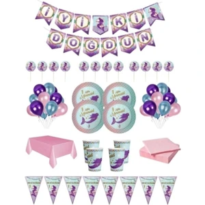 Mini Parti Mini Partystore 8 Kişilik Deniz Kızı Doğum Günü Seti