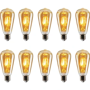 Edison ST64 Flamanlı Rustik 4W LED Ampul 10'lu Dekoratif Vintage Aydınlatma