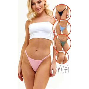 Alya Underwear Kadın Ipli Tanga Külotlar - 5’li Paket (Pudra, Mavi, Pembe, Yeşil, Lacivert) 1301P