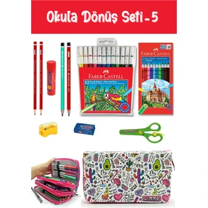 Kırtasiye Seti Unicorn-Flamingo-Avakado Desenli Kalem Kutulu 11 Parça Okula Dönüş Set:5